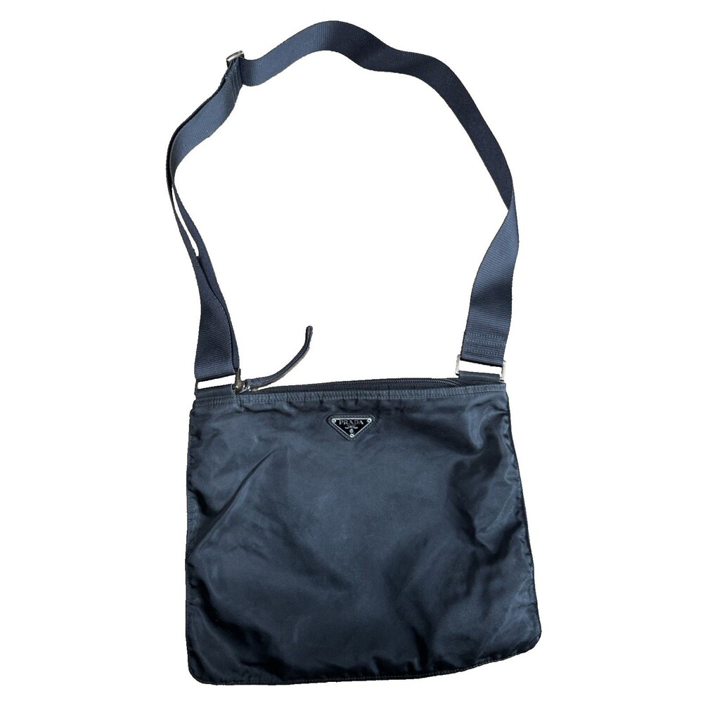 Vintage PRADA Black Nero Tessuto Nylon Crossbody Messenger Bag